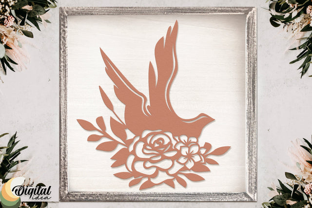 Beautiful bird cut design | Bird with flowers | Bird Nests | Nature | Fly SVG Evgenyia Guschina 