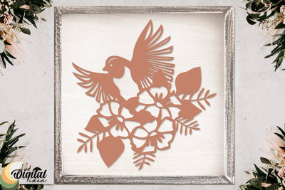 Beautiful bird cut design | Bird with flowers | Bird Nests | Nature | Fly SVG Evgenyia Guschina 