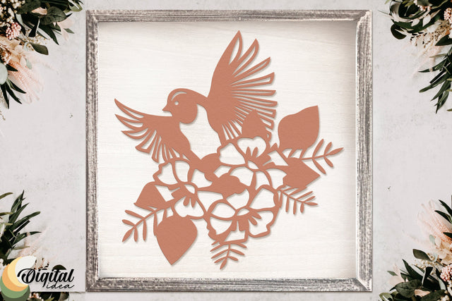 Beautiful bird cut design | Bird with flowers | Bird Nests | Nature | Fly SVG Evgenyia Guschina 