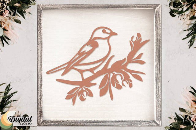 Beautiful bird cut design | Bird with flowers | Bird Nests | Nature | Fly SVG Evgenyia Guschina 