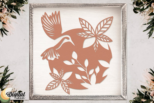 Beautiful bird cut design | Bird with flowers | Bird Nests | Nature | Fly SVG Evgenyia Guschina 