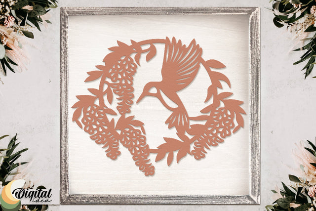 Beautiful bird cut design | Bird with flowers | Bird Nests | Nature | Fly SVG Evgenyia Guschina 