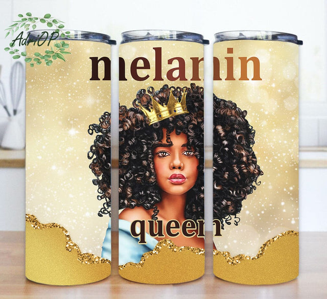 Beautiful Black Woman Sublimation Design Wraps for 20 oz Skinny Tumbler Sublimation AdriOP 