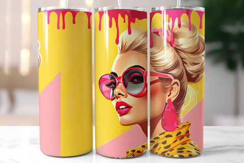 Beautiful Blonde Girl Wearing Pink | Summer Style Tumbler Wrap Sublimation Kseniia designer 