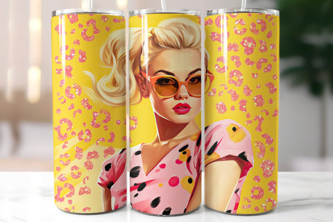 Beautiful Blonde Girl Wearing Pink|Summer Style Tumbler Wrap Sublimation Kseniia designer 