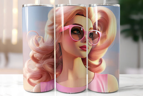 Beautiful Blonde Girl Wearing Sunglasses. Summer Style Tumbler Wrap Sublimation Kseniia designer 