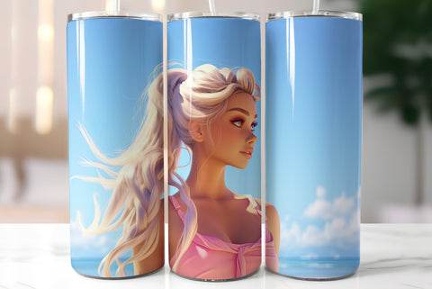 Beautiful Blonde Girl Wearing Sunglasses. Summer Style Tumbler Wrap Sublimation Kseniia designer 