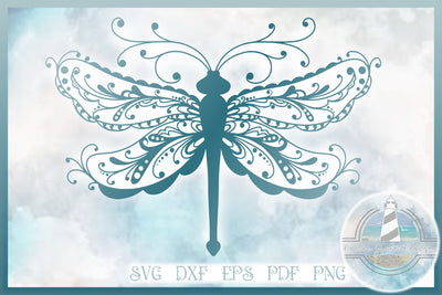 Beautiful Delicate Dragonfly Mandala Zentangle SVG SVG Harbor Grace Designs