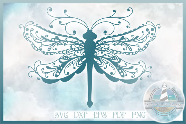 Beautiful Delicate Dragonfly Mandala Zentangle SVG SVG Harbor Grace Designs