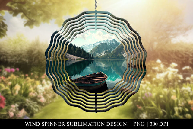 Beautiful Lake Wind Spinner Sublimation Design PNG Sublimation BijouBay 