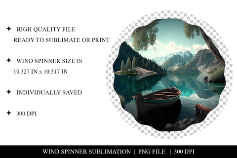 Beautiful Lake Wind Spinner Sublimation Design PNG Sublimation BijouBay 