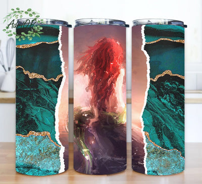 Beautiful Mermaid 20oz Skinny Tumbler Png, Glitter Mermaid Tumbler, Gift for Mermaid Lover, Princess Sublimation, Under The Sea Mermaid Template Sublimation AdriOP 