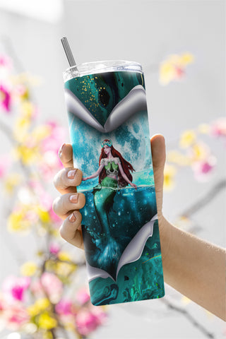 Beautiful Mermaid Tumbler Png,Glitter Mermaid 20 oz Skinny Tumbler,Mermaid Tumbler Sublimation Wrap Sublimation CaldwellArt 