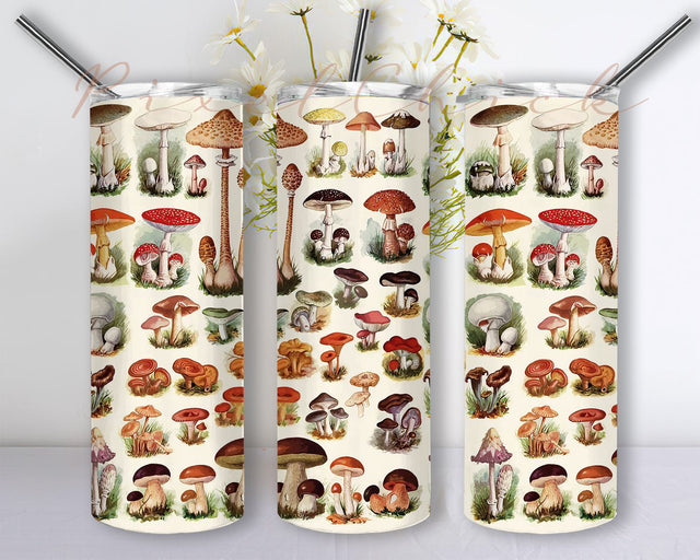 Beautiful Mushroom Tumbler PNG, Mushroom Tumbler Sublimation Design For 20oz Skinny Tumbler, Colorful Mushroom Tumbler, Digital Download Sublimation PixelChick 