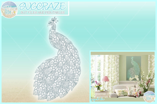 Beautiful Peacock Mandala Zentangle SVG | Peacock SVG SVG Harbor Grace Designs