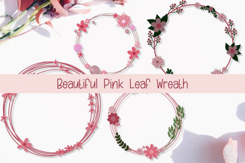 Beautiful pink leaf wreath SVG Masyafi Studio 