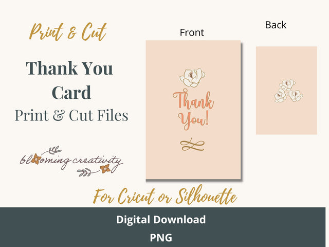 Beautiful Print and Cut Thank You Card with Flowers PNG SVG Alexis Glenn 