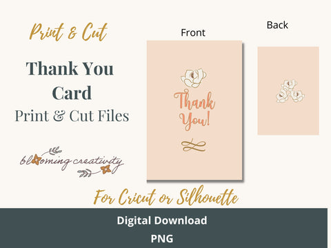 Beautiful Print and Cut Thank You Card with Flowers PNG SVG Alexis Glenn 