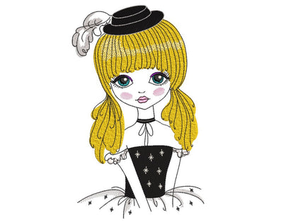 Beautiful Romantic Girl Embroidery Design, 5 sizes Embroidery/Applique DESIGNS Nino Nadaraia 