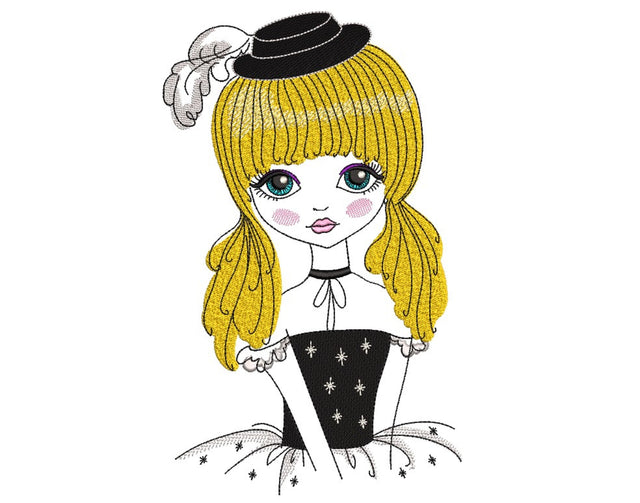 Beautiful Romantic Girl Embroidery Design, 5 sizes Embroidery/Applique DESIGNS Nino Nadaraia 