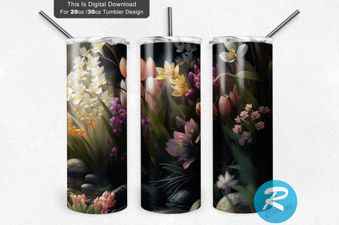 Beautiful Spring Flowers 20 oz / 30 oz Tumbler PNG Sublimation Regulrcrative 