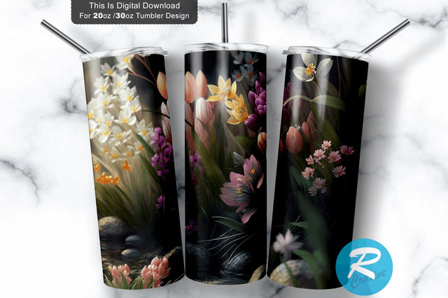 Beautiful Spring Flowers 20 oz / 30 oz Tumbler PNG Sublimation Regulrcrative 
