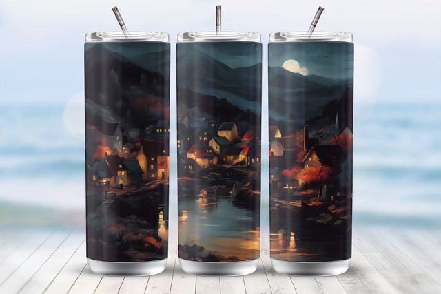Beautiful Village 20 Oz Tumbler Wrap Sublimation Design Sublimation MockupSvgVenue 
