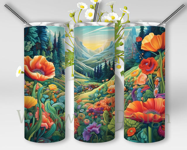 Beautiful Watercolor Wildflowers Seamless 20oz Skinny Tumbler Png, Floral Tumbler Wrap, Floral Tumbler Wrap Floral Seamless Designs, Colorful Flowers Tumbler Sublimation WillowSageDesign 