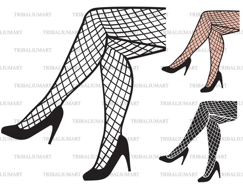 Beautiful woman crossed legs in net nylons SVG TribaliumArtSF 