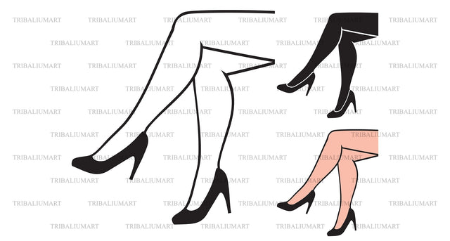 Beautiful woman crossed legs with high heels shoes SVG TribaliumArtSF 