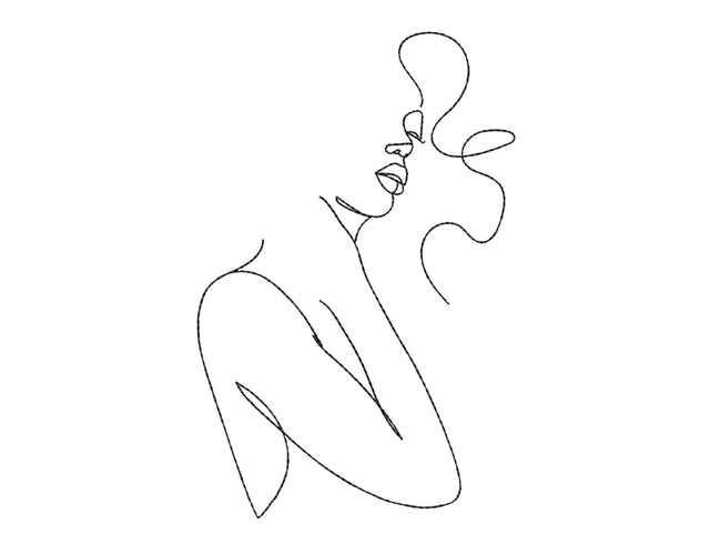 Beautiful Woman Embroidery Design, Line Art Embroidery File, 7 sizes Embroidery/Applique DESIGNS Nino Nadaraia 