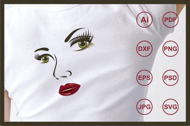 Beautiful woman face design illustration SVG Leamsign Studio 