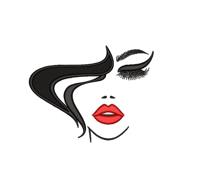 Beautiful woman face machine embroidery design, lush eyelashes embroidery file, 5 sizes Embroidery/Applique DESIGNS Nino Nadaraia 