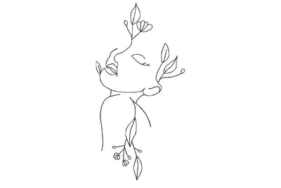 Beautiful women flower machine embroidery design. Line Art Embroidery. 6 sizes Embroidery/Applique DESIGNS NextEmbroidery 