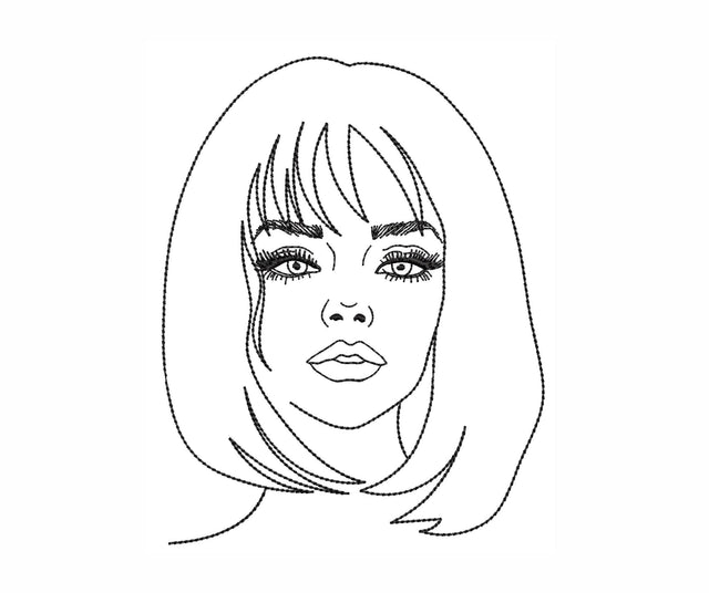 Beautiful Young Woman Machine Embroidery Design, 4 sizes Embroidery/Applique DESIGNS Nino Nadaraia 