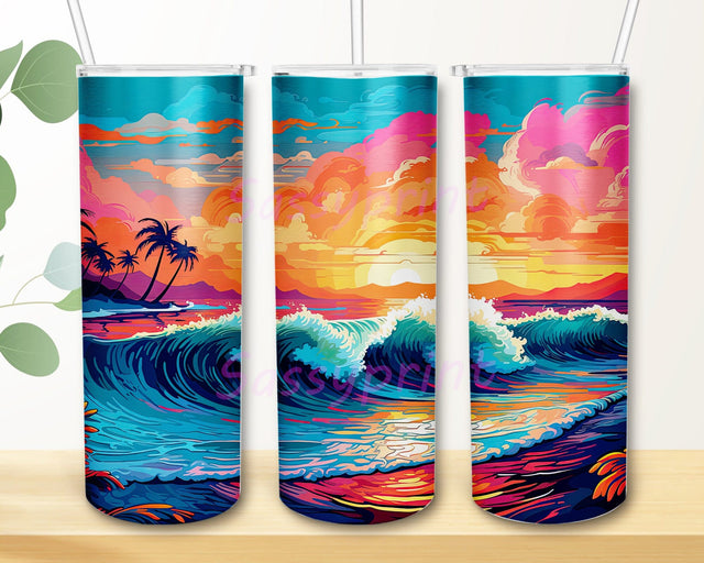 Beautifully Perfect Sunrise Beach Scene 20oz Skinny Tumbler Png, Ocean Waves Tumbler, Sunrise Beach Landscape Tumbler, Sunrise Beach Tumbler, Summer Tumbler Wrap Sublimation sassyprint 