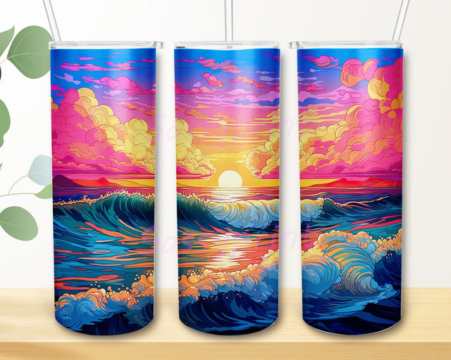 Beautifully Perfect Sunrise Beach Scene 20oz Skinny Tumbler Png, Ocean Waves Tumbler, Sunrise Beach Landscape Tumbler, Sunrise Beach Tumbler, Summer Tumbler Wrap Sublimation sassyprint 