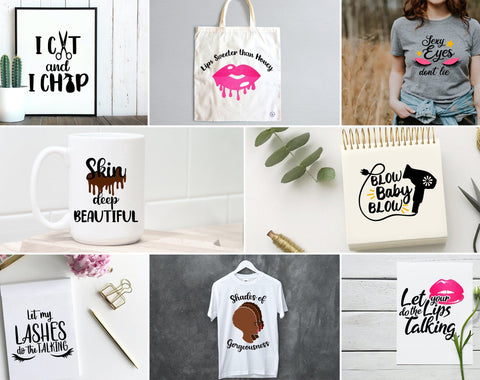 Beauty and Glamour bundle svg,makeup quote bundle,afro woman SVG Redearth and gumtrees 