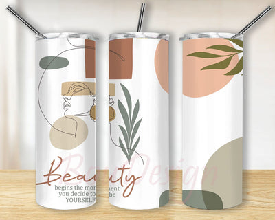 Beauty Girl 20oz Skinny Tumbler Sublimation Designs Boho, Abstract Style Tumbler for Straight Tumbler PNG File Digital Download Sublimation BouDesign 