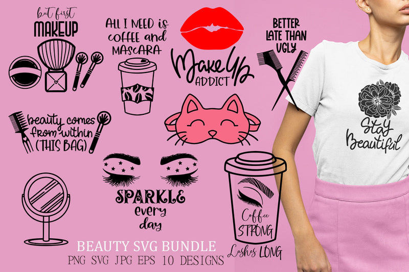 Beauty SVG Bundle | Makeup funny quotes | Makeup bag designs SVG Pfiffen's World 