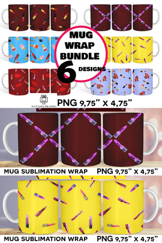 Beauty Therapist Mugs set, Pattern beauty mug wrap Sublimation Natasha Prando 