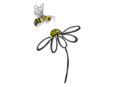 Bee and Daisy Embroidery Design, 5 sizes Embroidery/Applique DESIGNS Nino Nadaraia 