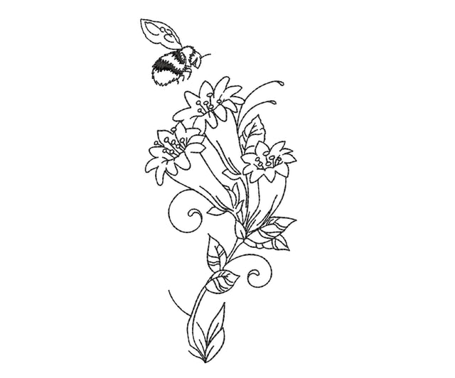 Bee and flower embroidery design, 3 sizes Embroidery/Applique DESIGNS Nino Nadaraia 