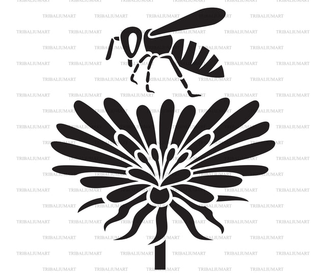 Bee and flower SVG TribaliumArtSF 