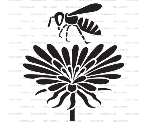 Bee and flower SVG TribaliumArtSF 