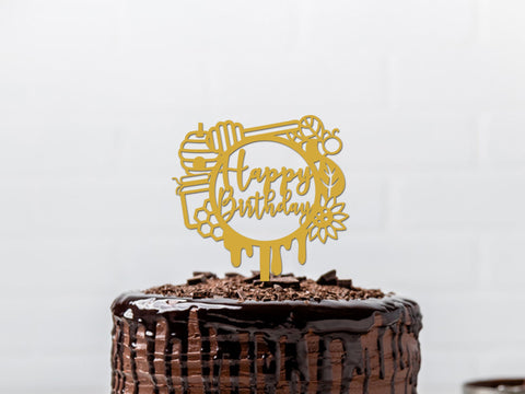 Bee Birthday Cake Topper Paper cut SVG Johan Ru designs 