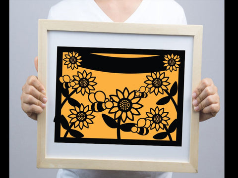 Bee Birthday Card Paper cut SVG Johan Ru designs 
