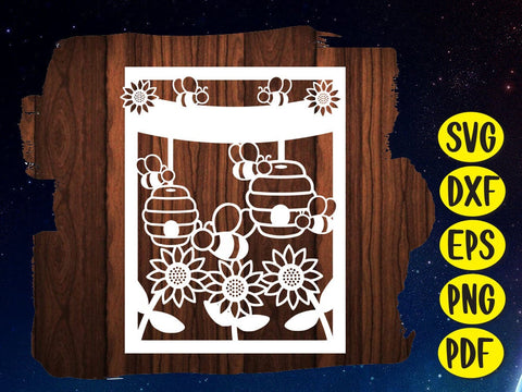 Bee Birthday Card Paper cut SVG Johan Ru designs 