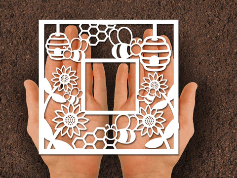 Bee Birthday Card Paper cut SVG Johan Ru designs 