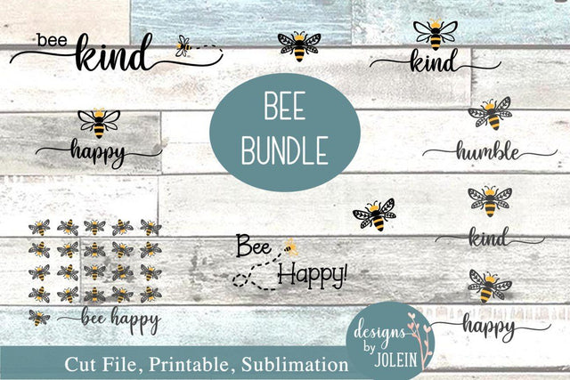 Bee Bundle SVG Designs by Jolein 